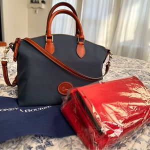 NWOT Dooney and Bourke Deep Denim Canvas Dome Satchel Bag